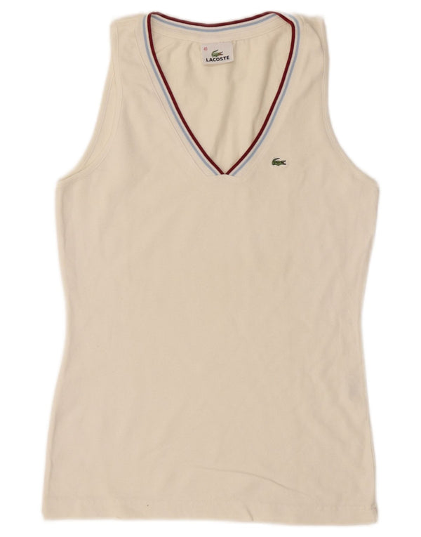 Lacoste Womens Vest Top Size 40 Medium Off White Cotton