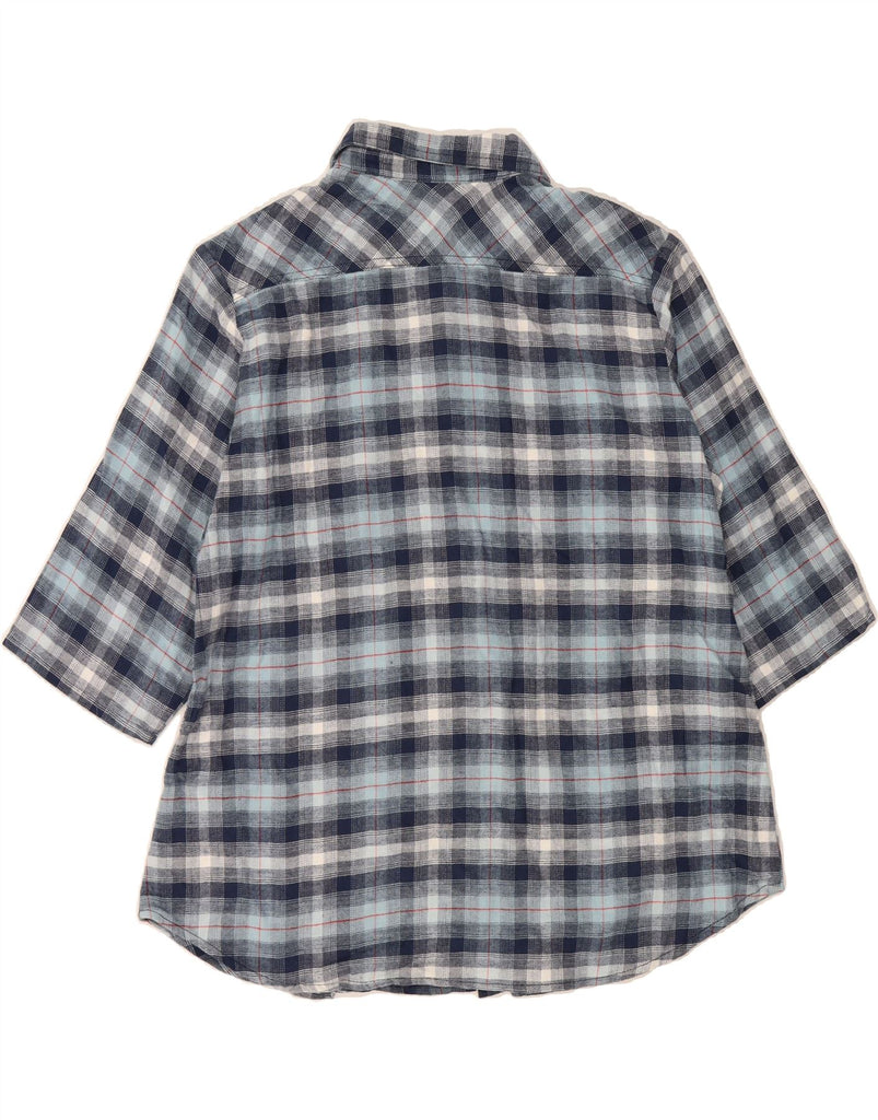 DICKIES Womens 3/4 Sleeve Flannel Shirt UK 18 XL Navy Blue Check Cotton Vintage Dickies and Second-Hand Dickies from Messina Hembry 
