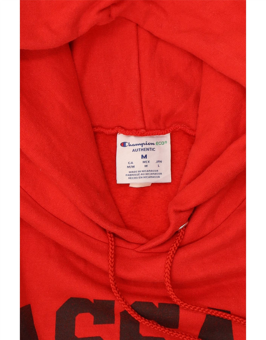 CHAMPION Mens Graphic Hoodie Jumper Medium Red Cotton Vintage Champion and Second-Hand Champion from Messina Hembry 