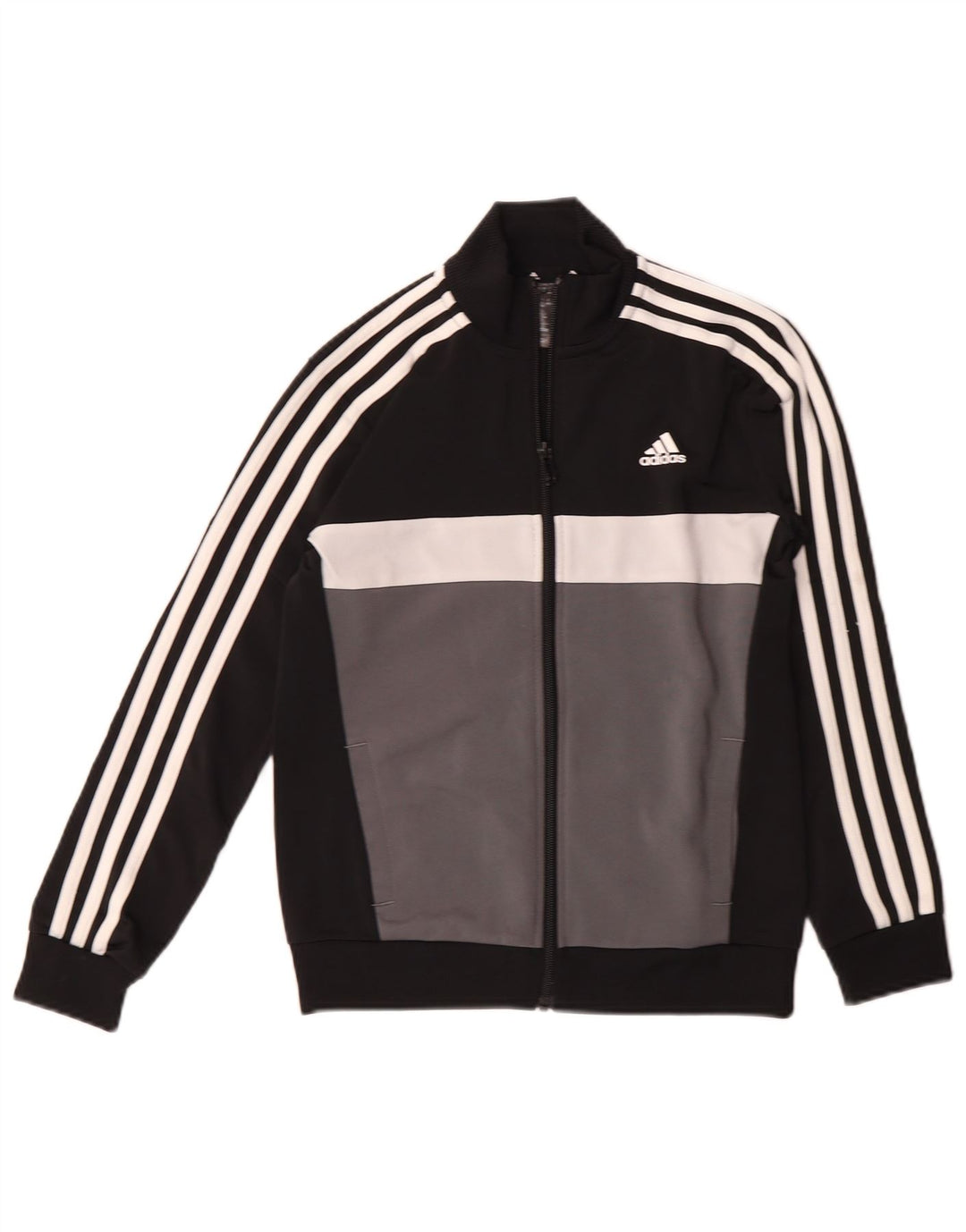 ADIDAS Boys Aeroready Tracksuit Top Jacket 9-10 Years Grey Colourblock