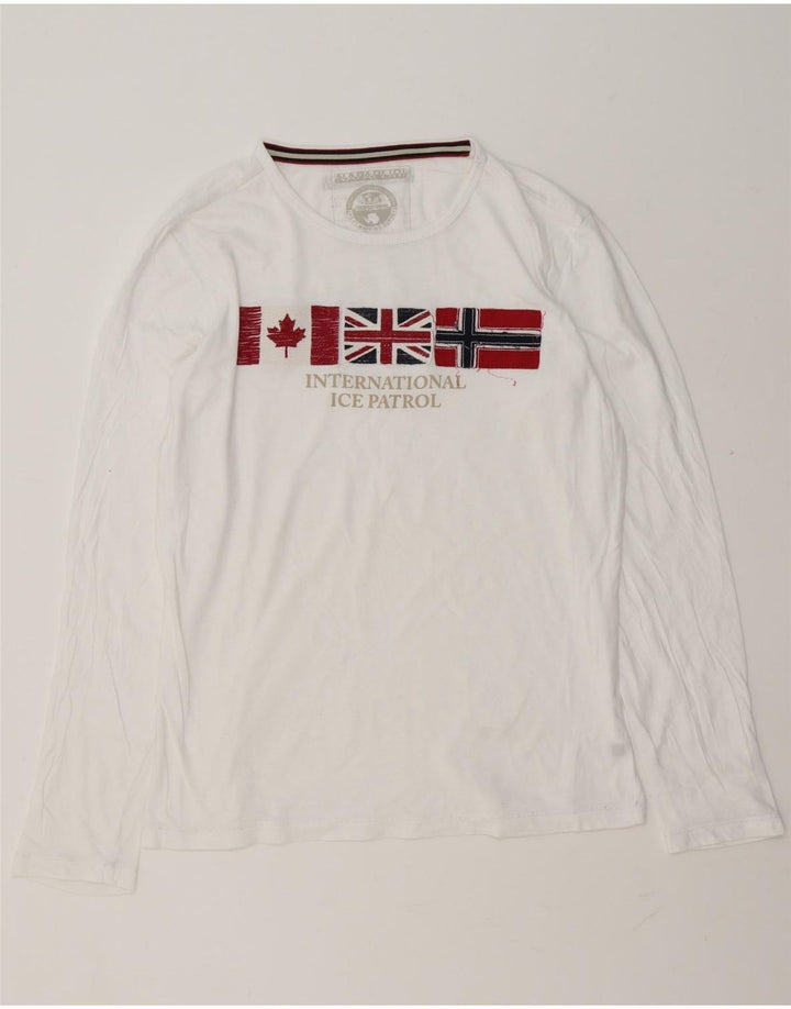 Napapijri Mens Graphic Top Long Sleeve Large White
