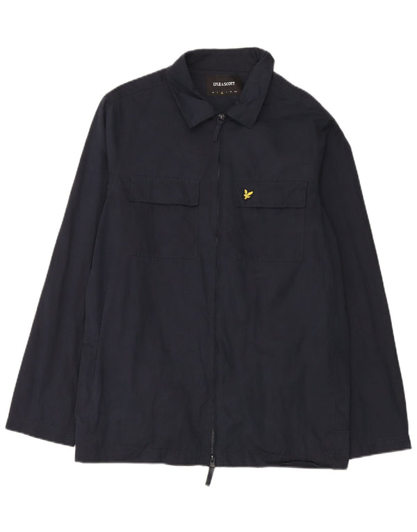 Lyle & Scott Mens Utility Jacket UK 38 Medium Navy Blue Polyester