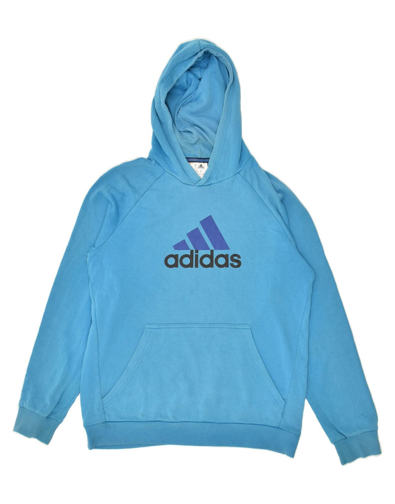 ADIDAS Boys Graphic Hoodie Jumper 15-16 Years Blue Cotton | Vintage Adidas | Thrift | Second-Hand Adidas | Used Clothing | Messina Hembry 