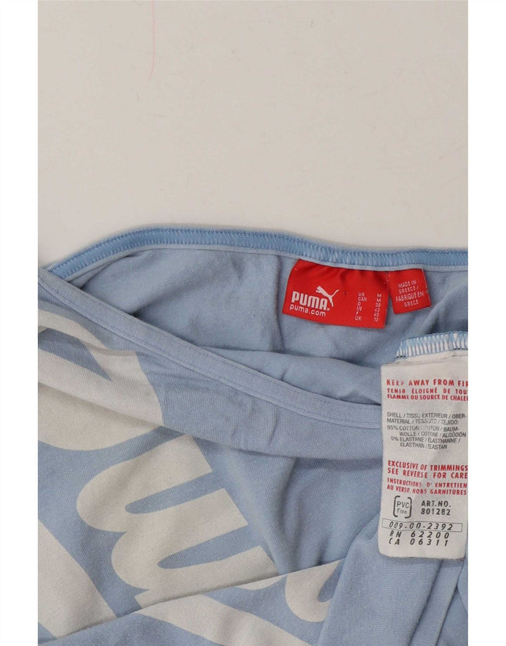 Puma Womens Graphic One Shoulder Top UK 12 Medium Blue Cotton