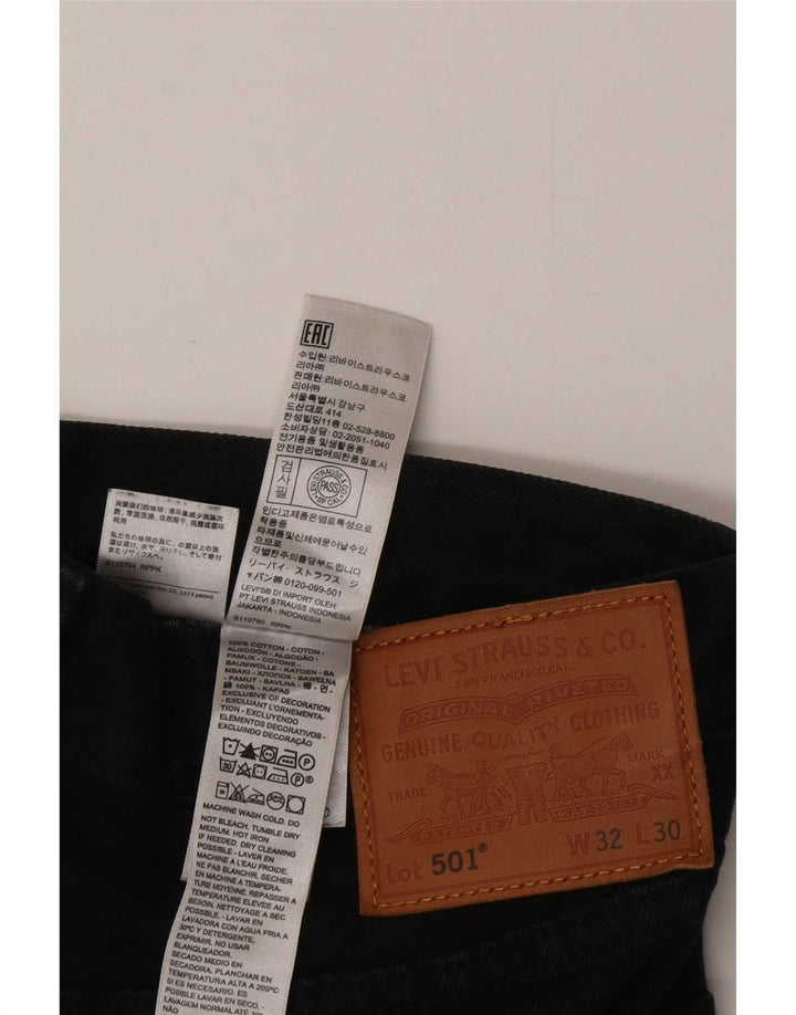 Levi's Mens 501 Straight Jeans W32 L30 Black Cotton