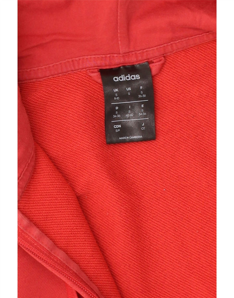 ADIDAS Womens Graphic Zip Hoodie Sweater UK 8/10 Small Red Cotton Vintage Adidas and Second-Hand Adidas from Messina Hembry 