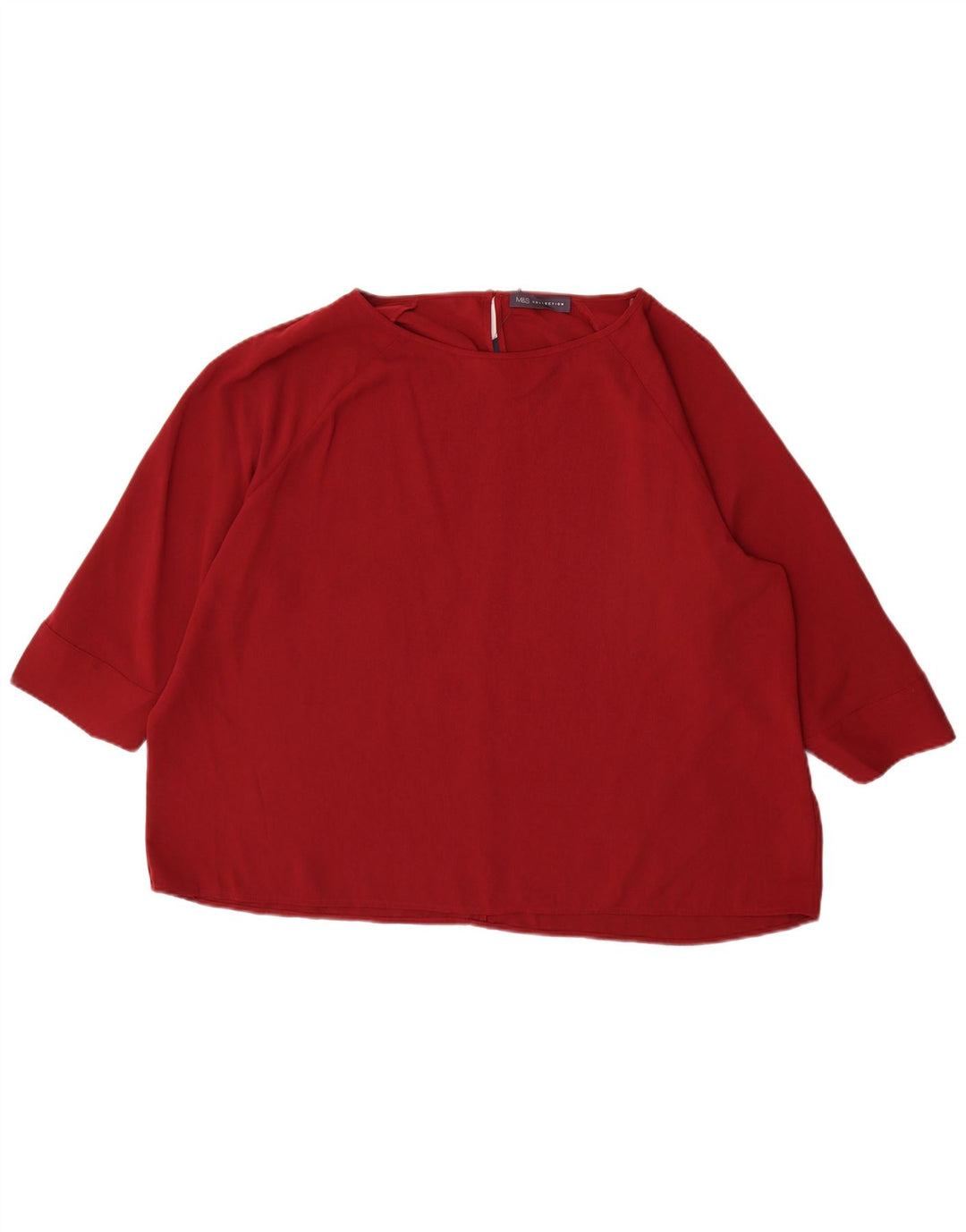Marks & Spencer Womens 3/4 Sleeve Blouse Top UK 22 2XL Burgundy Polyester