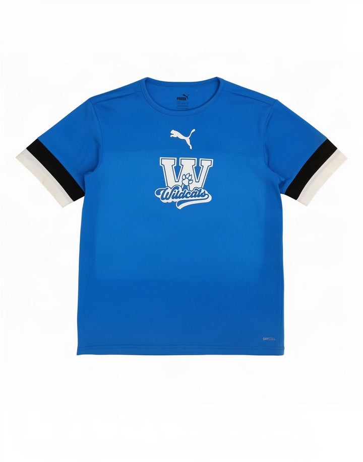 Puma Boys Wildcats Graphic T-Shirt Top 13-14 Years Large Blue Polyester
