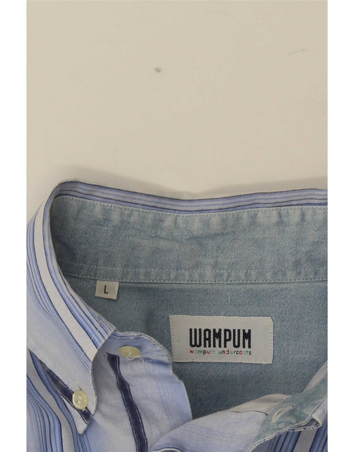 Wampum Mens Shirt Large Blue Striped Cotton