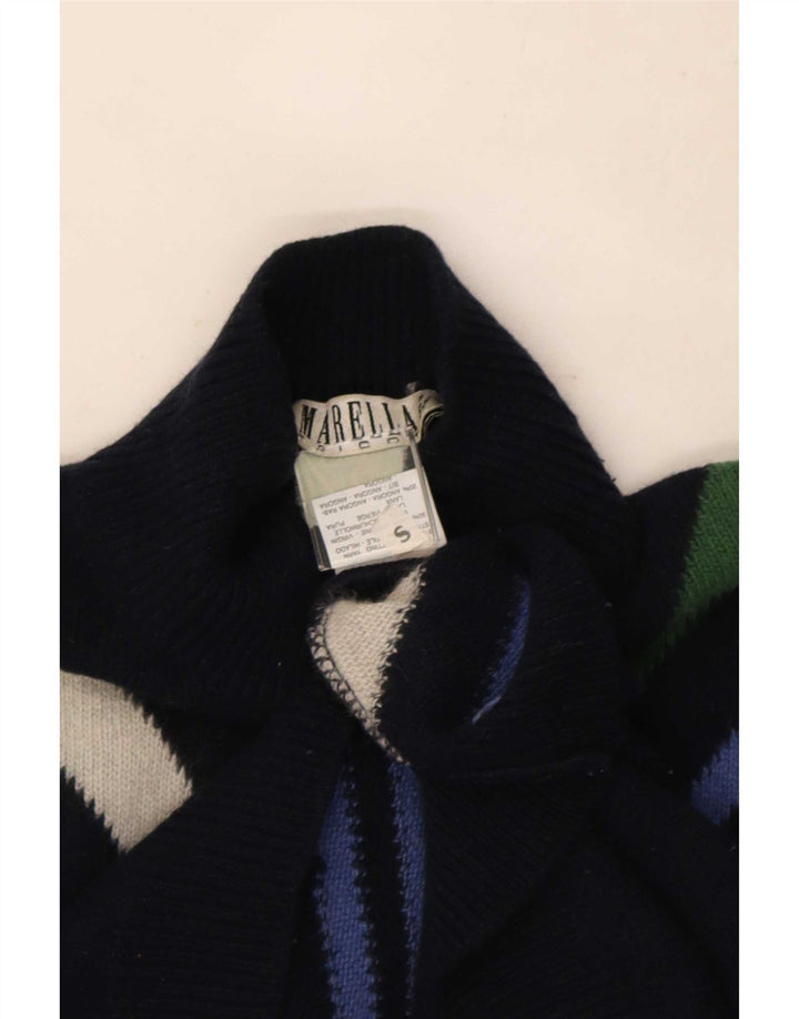 Marella Womens Turtle Neck Jumper Sweater UK 10 Small Navy Blue Striped