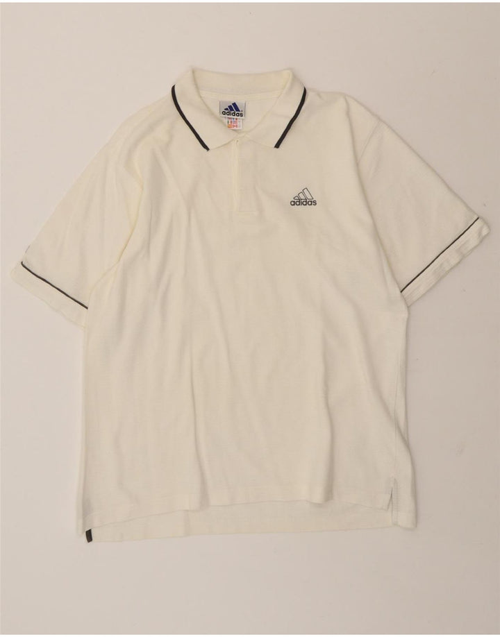 ADIDAS Mens Polo Shirt UK 40/42 Medium White Vintage Adidas and Second-Hand Adidas from Messina Hembry 