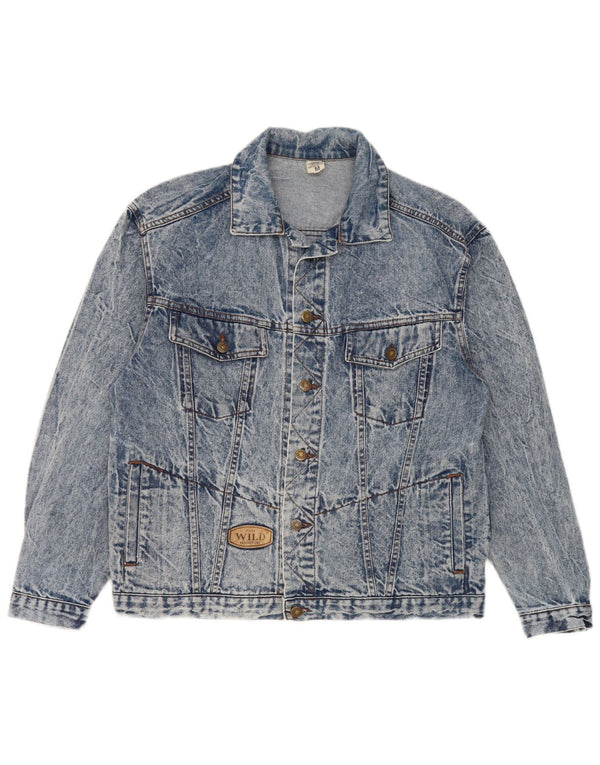Wild Mens Denim Jacket UK 38 Medium Blue Cotton