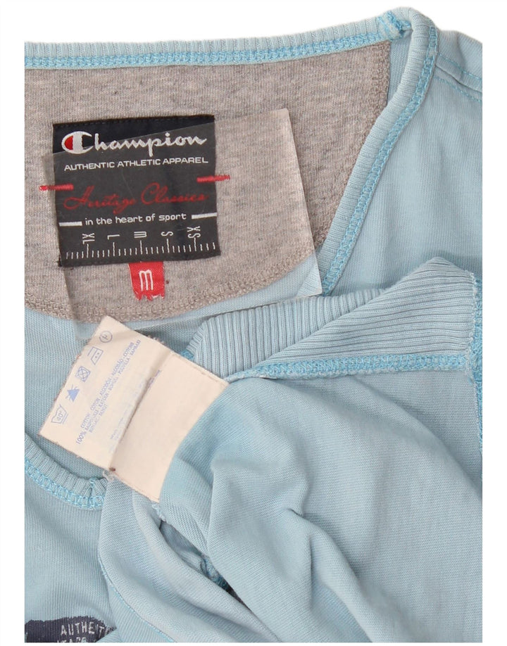 Champion Womens Heritage Classics T-Shirt Top UK 12 Medium Blue Cotton