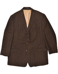 CHAPS Mens 3 Button Blazer Jacket IT 52 XL Brown Check Wool