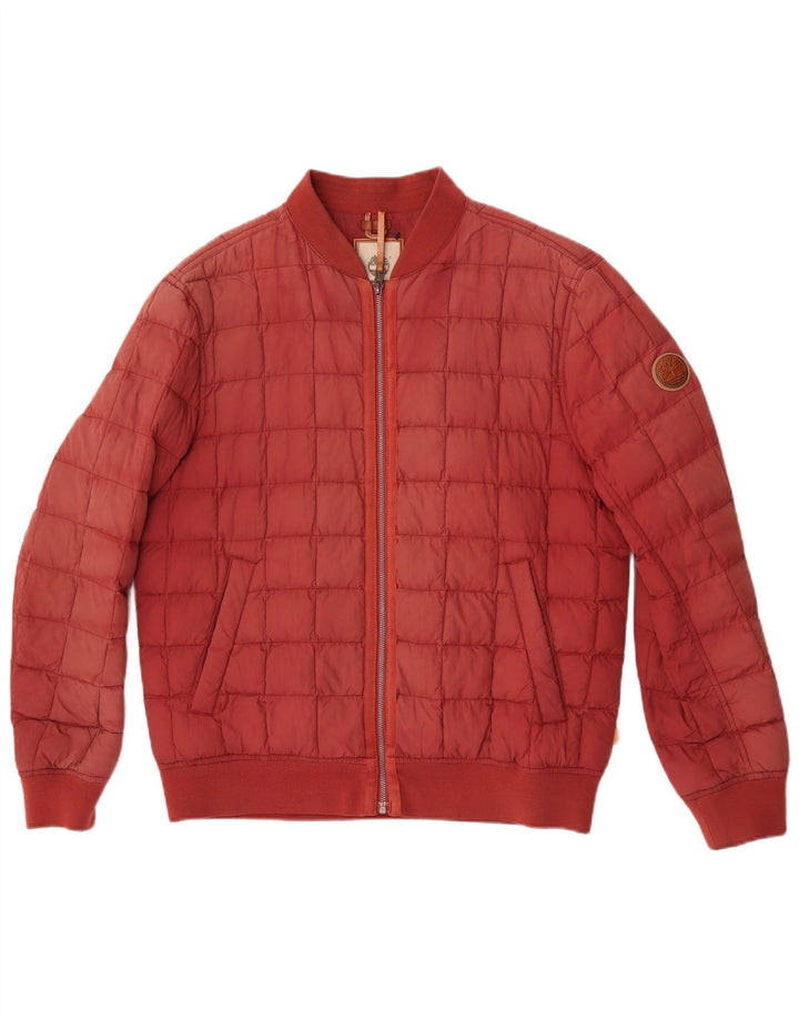 Timberland Mens Padded Jacket UK 40 Large Maroon Nylon