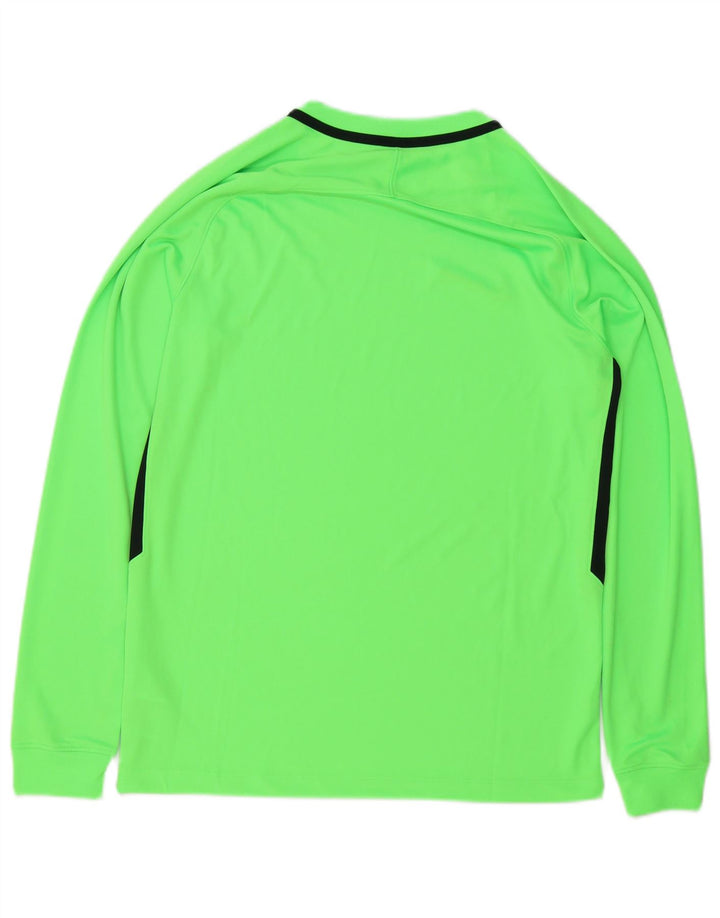 Nike Mens Dri Fit Top Long Sleeve Medium Green Colourblock Polyester