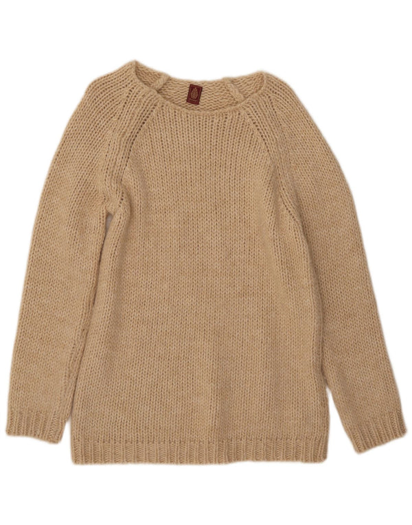 Dondup Womens Boat Neck Jumper Sweater UK 10 Small Beige Merino Wool