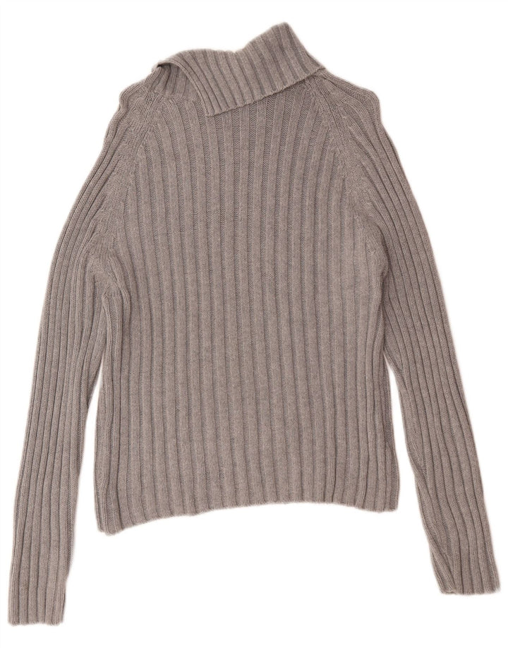 Nautica Womens Roll Neck Jumper Sweater UK 14 Medium Grey Cotton