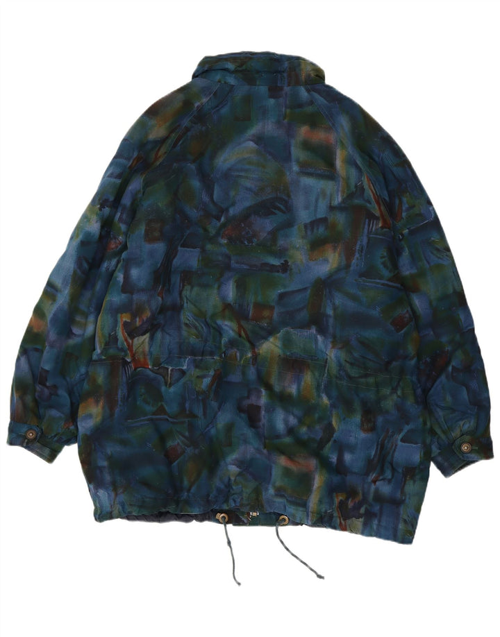VINTAGE Womens Oversized Windbreaker Coat UK 20 2XL Navy Blue Tie Dye