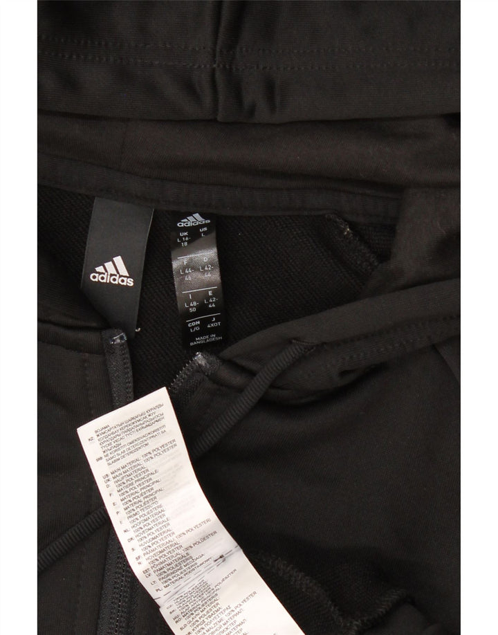 Adidas Womens Graphic Zip Hoodie Sweater UK 16/18 Large Black Polyester