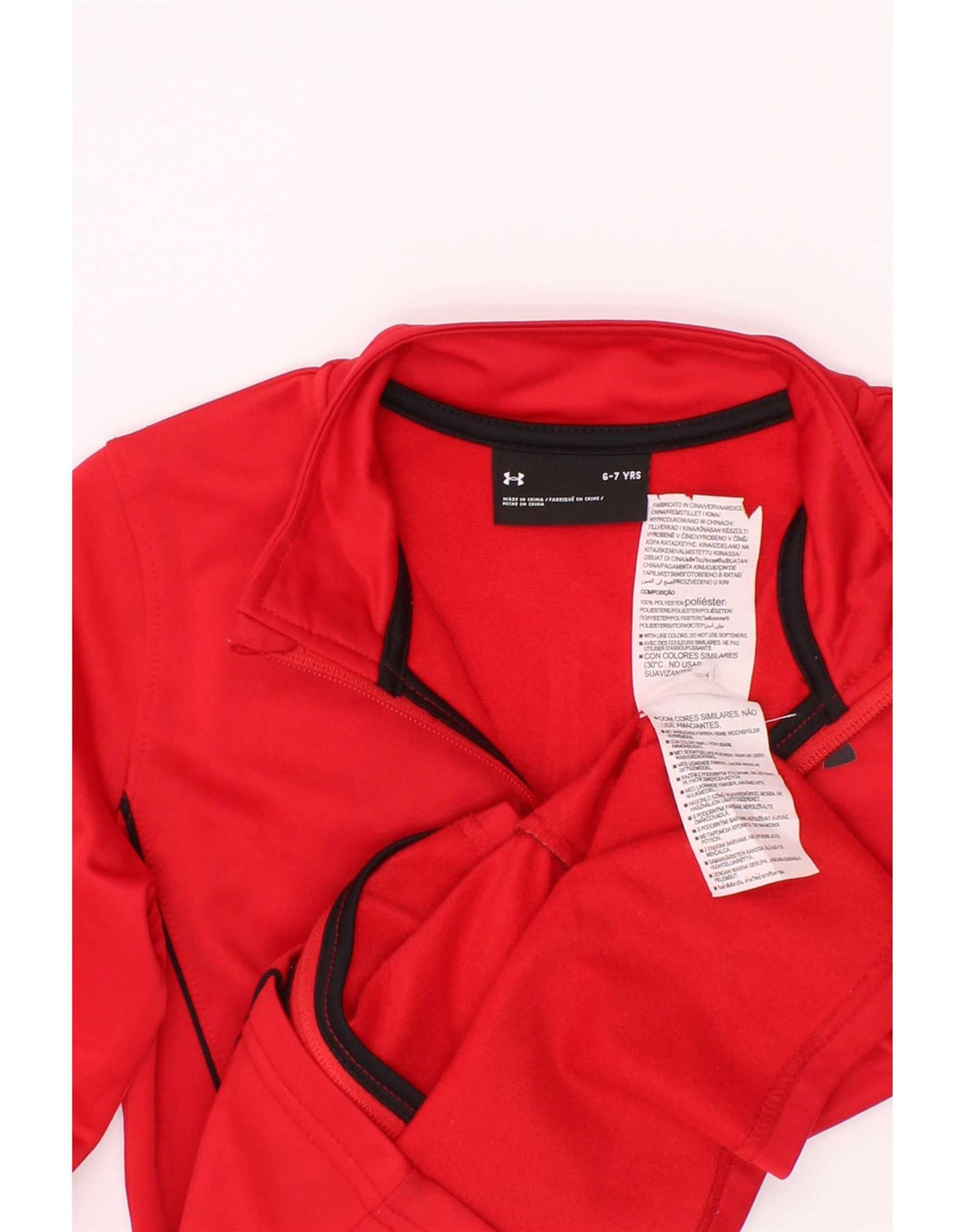 Under Armour Boys Tracksuit Top Jacket 6-7 Years Red Polyester