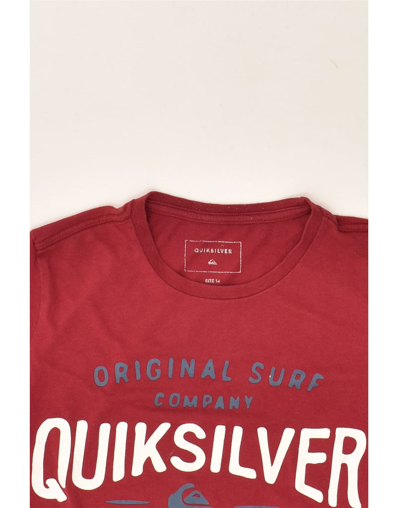 QUIKSILVER Boys Graphic T-Shirt Top 13-14 Years Burgundy Cotton | Vintage Quiksilver | Thrift | Second-Hand Quiksilver | Used Clothing | Messina Hembry 