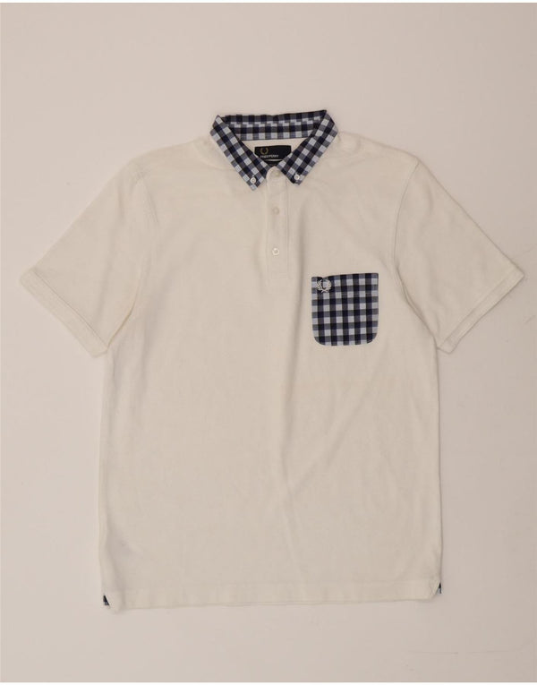 Fred Perry Mens Slim Fit Rugby Polo Shirt Large White Cotton