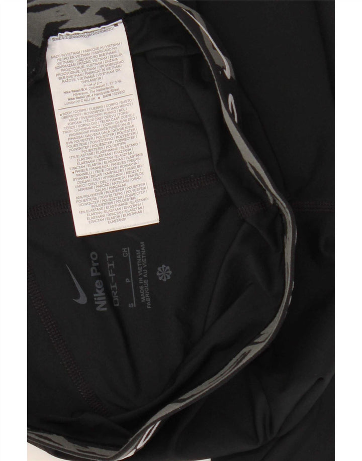 Nike Womens Dri Fit Graphic Leggings UK 10 Small  Black Polyester