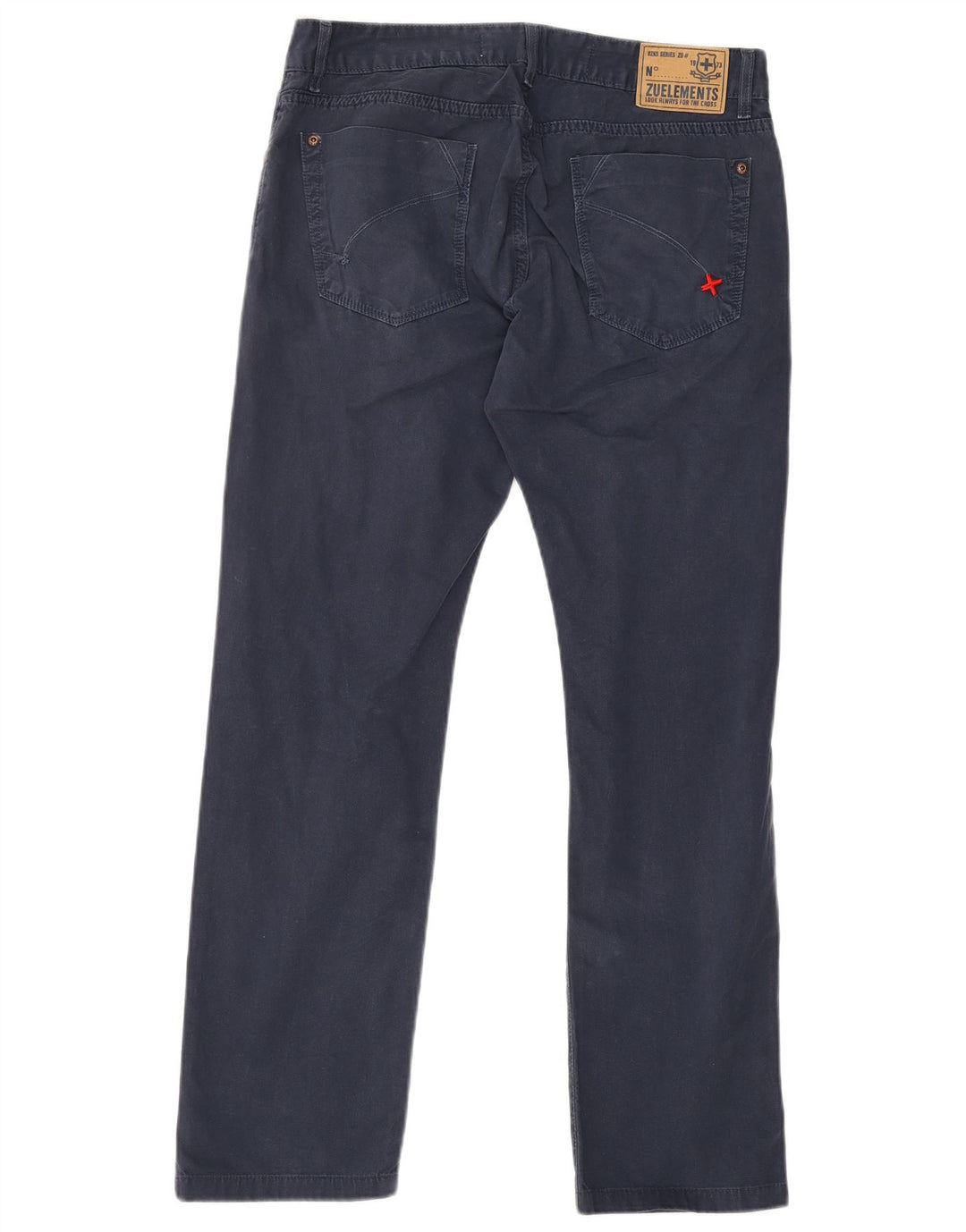 Zu Elements Womens Straight Casual Trousers W34 L28 Navy Blue Cotton