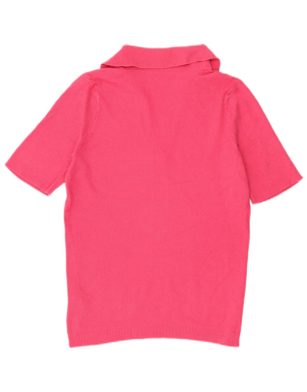 Marks & Spencer Womens Polo Neck Jumper Sweater UK 12 Medium Pink