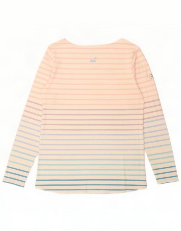 Joules Womens Top Long Sleeve UK 10 Small Multicoloured Striped Cotton