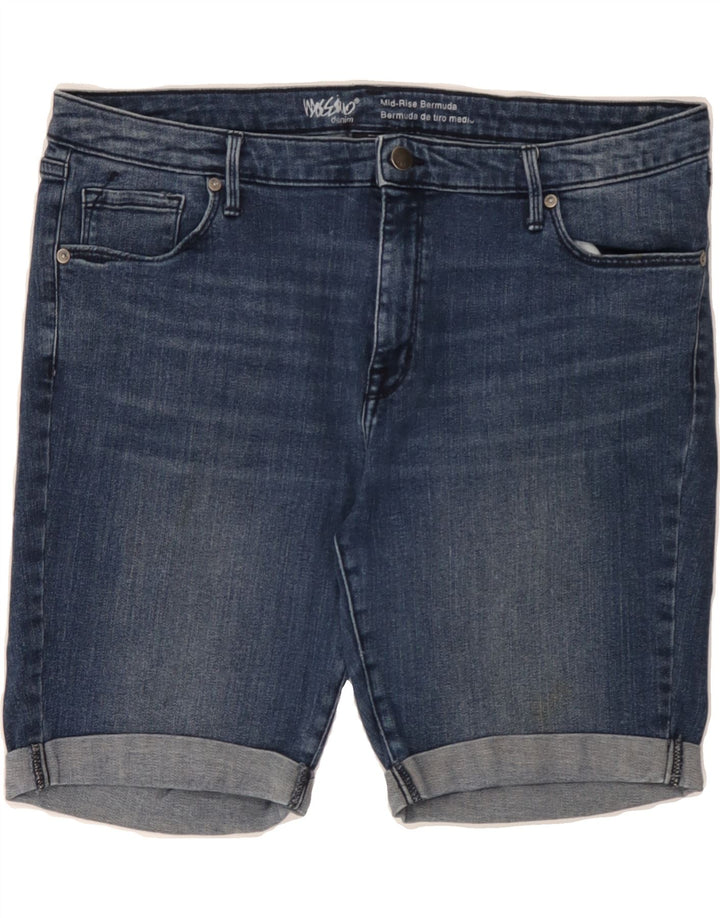 MOSSIMO Womens Bermuda Mid Rise Denim Shorts US 18 2XL W34  Navy Blue Vintage Mossimo and Second-Hand Mossimo from Messina Hembry 