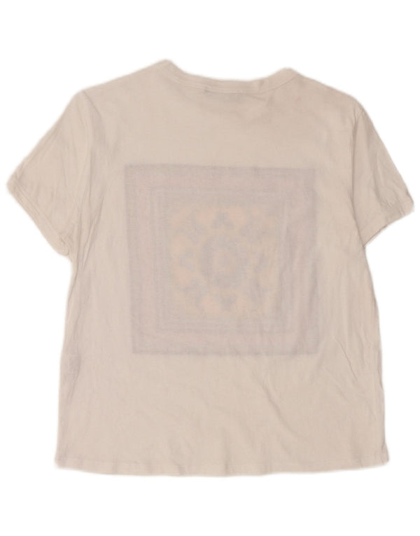 Zara Womens Graphic T-Shirt Top UK 14 Large White Paisley Cotton