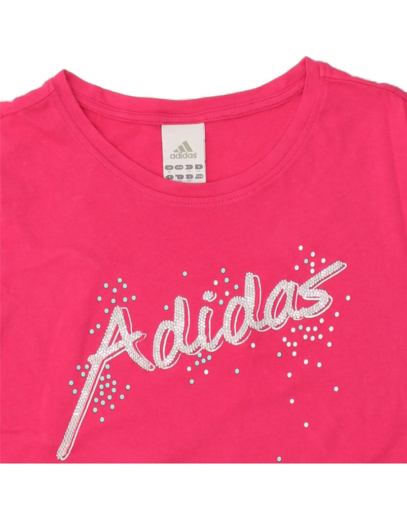 ADIDAS Womens Graphic T-Shirt Top UK 16 Large Pink Cotton | Vintage Adidas | Thrift | Second-Hand Adidas | Used Clothing | Messina Hembry 