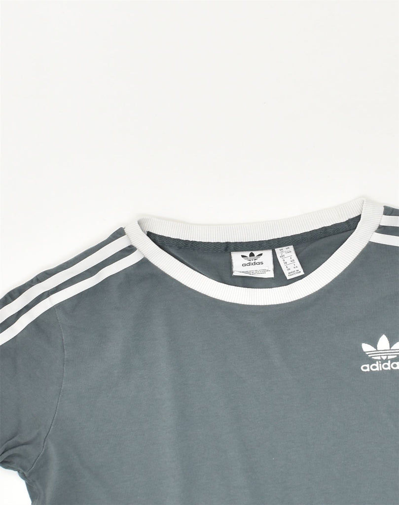 ADIDAS Womens T-Shirt Top UK 12 Medium  Grey Cotton | Vintage Adidas | Thrift | Second-Hand Adidas | Used Clothing | Messina Hembry 