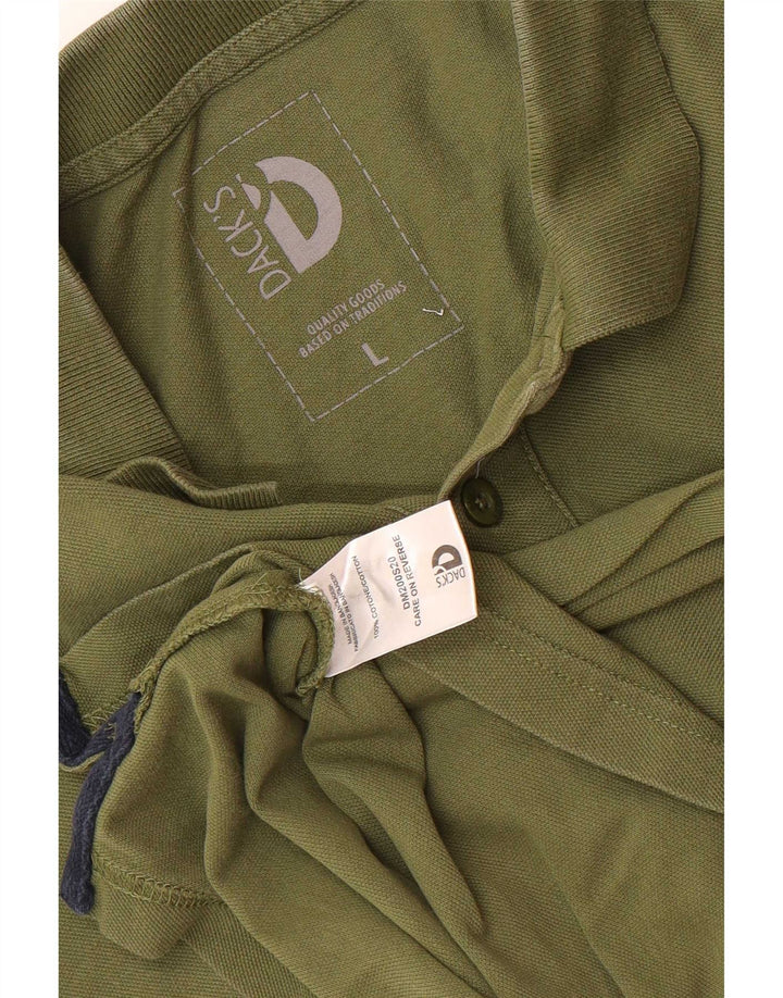 Dack's Mens Polo Shirt Large Khaki Cotton