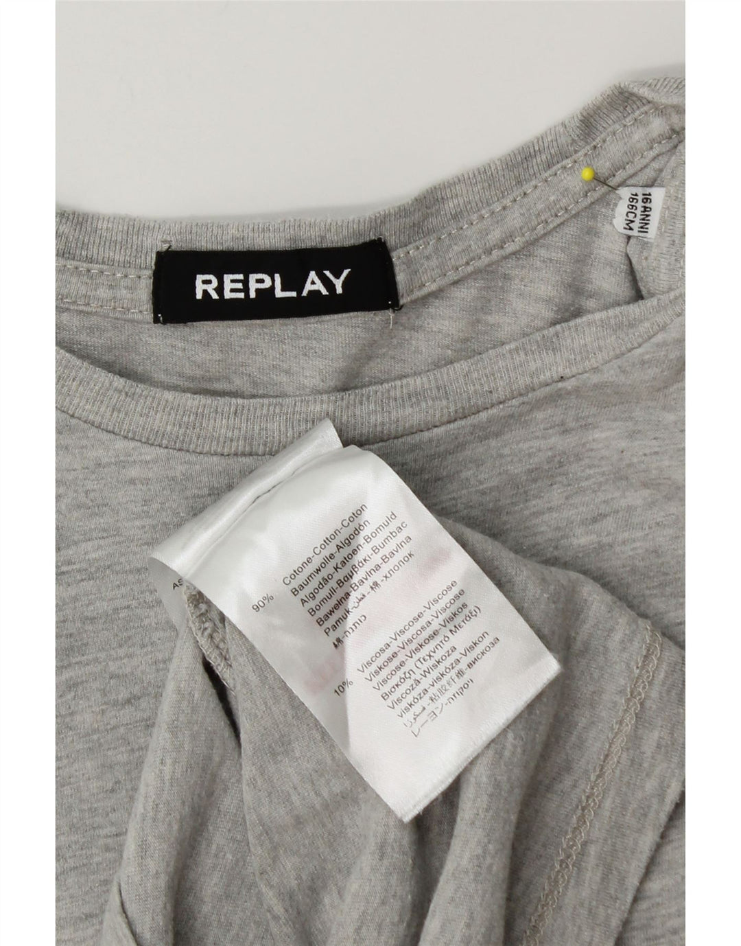 Replay Boys Graphic Top Long Sleeve 15-16 Years Grey Cotton
