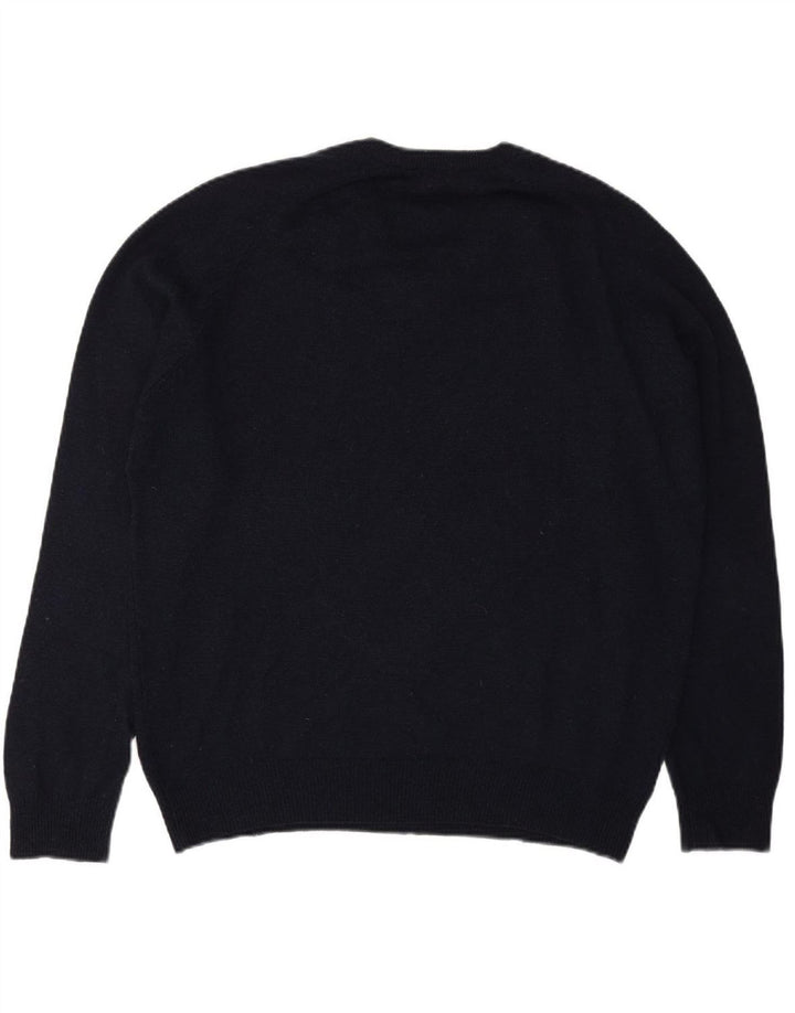 BLUE HARBOUR Mens V-Neck Jumper Sweater Medium Navy Blue Lambswool