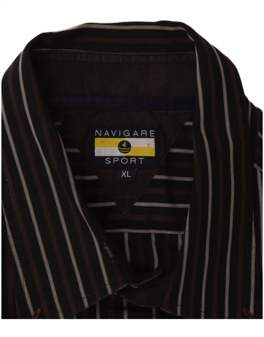 Navigare Mens Shirt XL Brown Striped