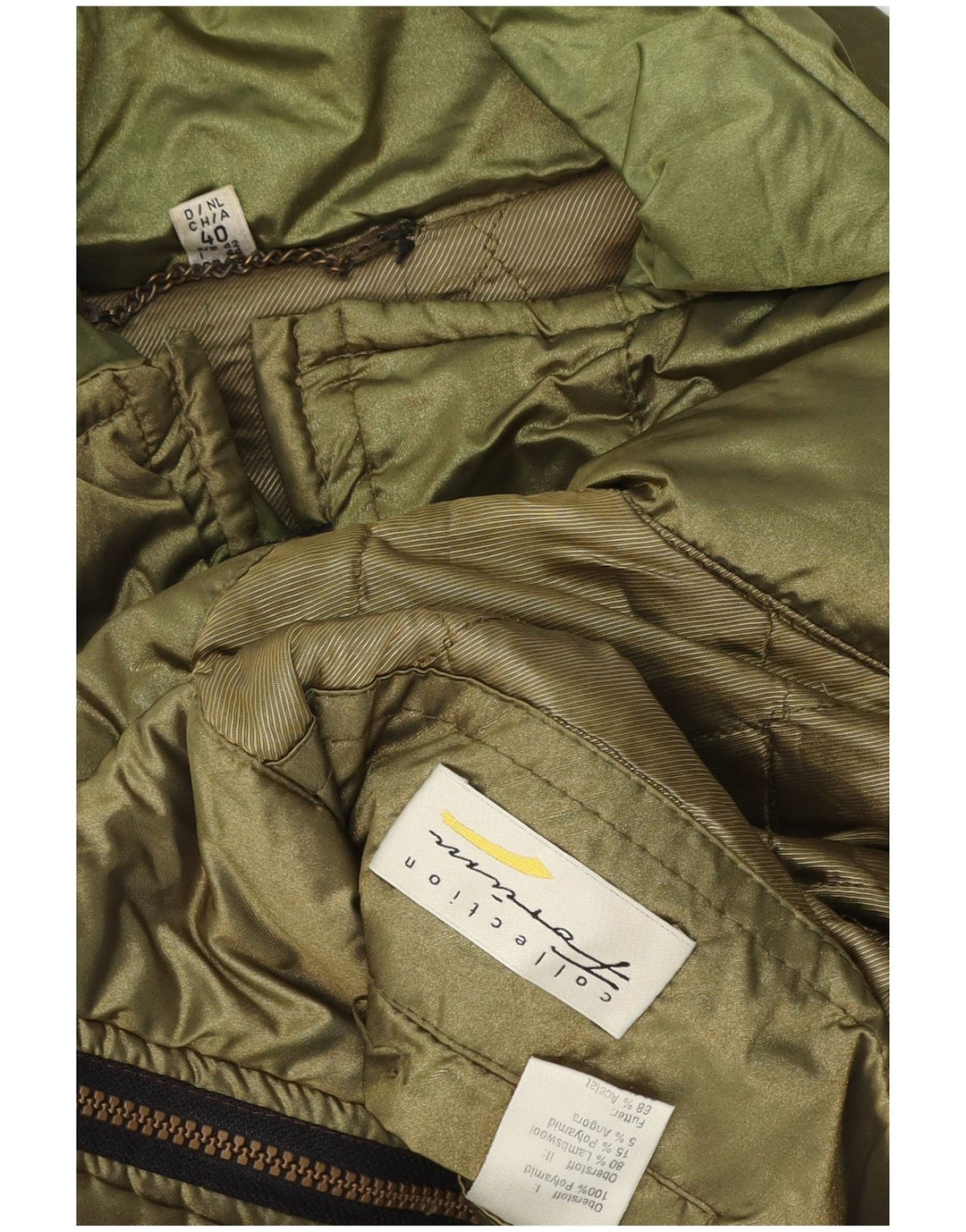 Vintage Womens Loose Fit Padded Coat IT 44 Medium Green Colourblock