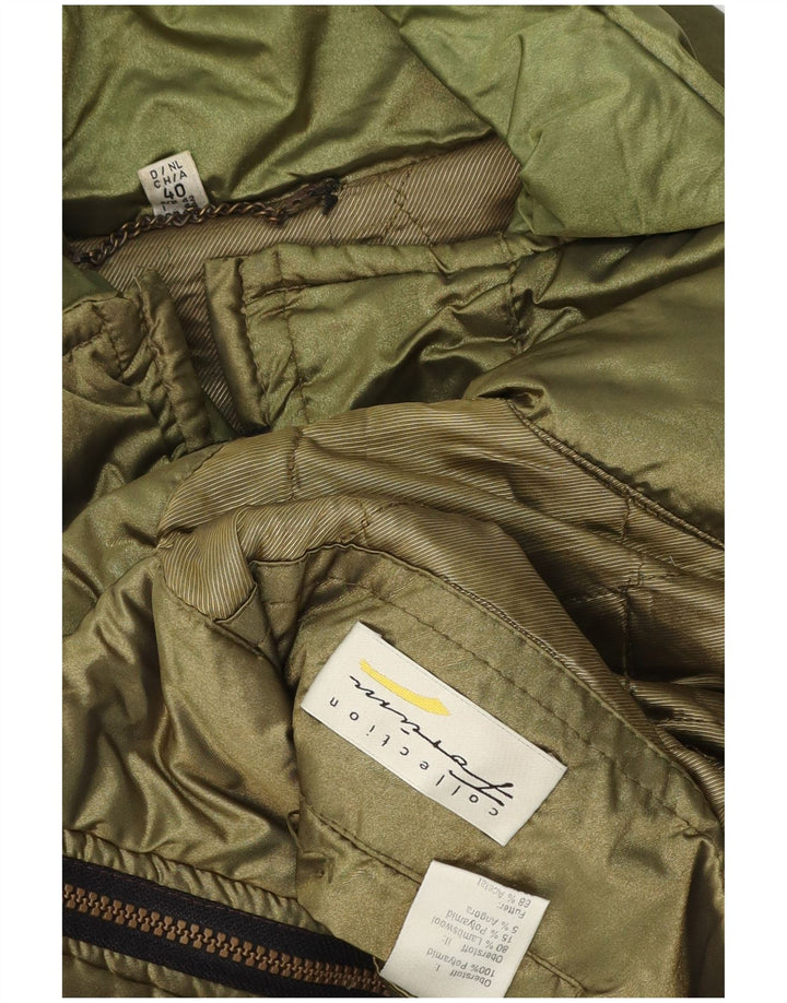 Vintage Womens Loose Fit Padded Coat IT 44 Medium Green Colourblock