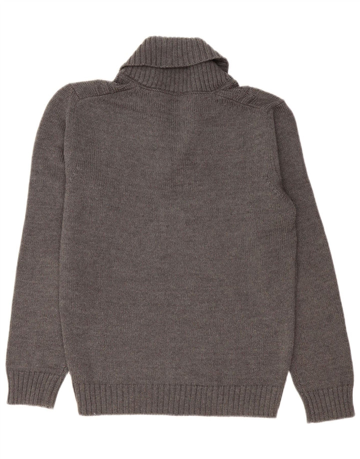 Bikkembergs Mens Shawl Neck Jumper Sweater Large Grey Colourblock Wool