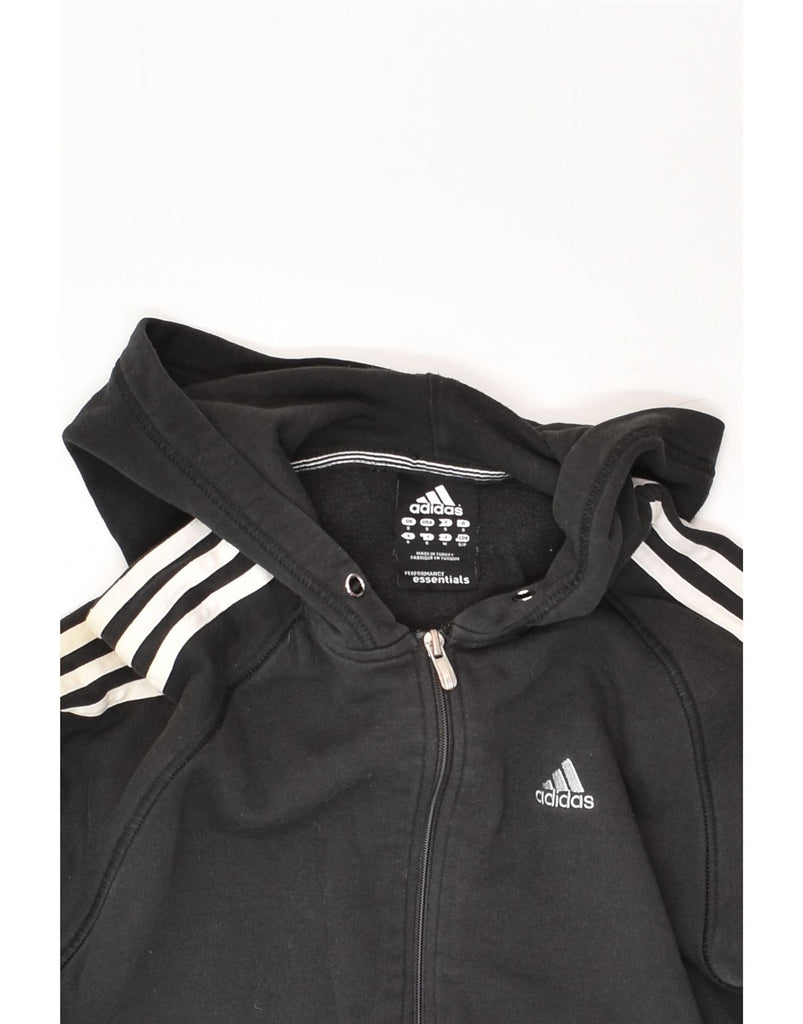 ADIDAS Womens Zip Hoodie Sweater UK 10 Small Black Cotton | Vintage Adidas | Thrift | Second-Hand Adidas | Used Clothing | Messina Hembry 