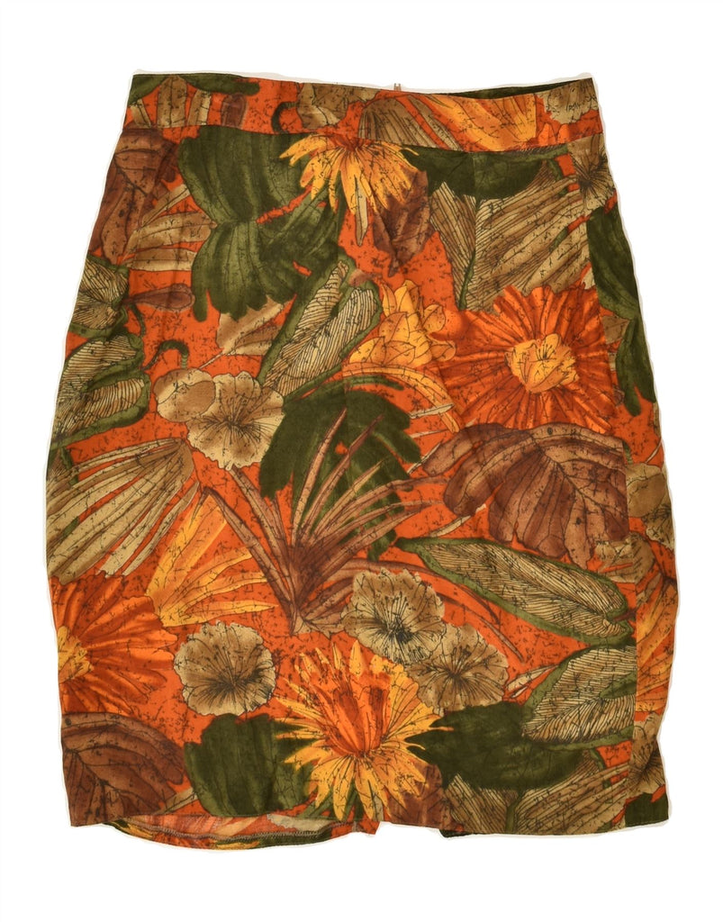 VINTAGE Womens Pencil Skirt IT 44 Medium W28  Brown Floral Viscose | Vintage Vintage | Thrift | Second-Hand Vintage | Used Clothing | Messina Hembry 