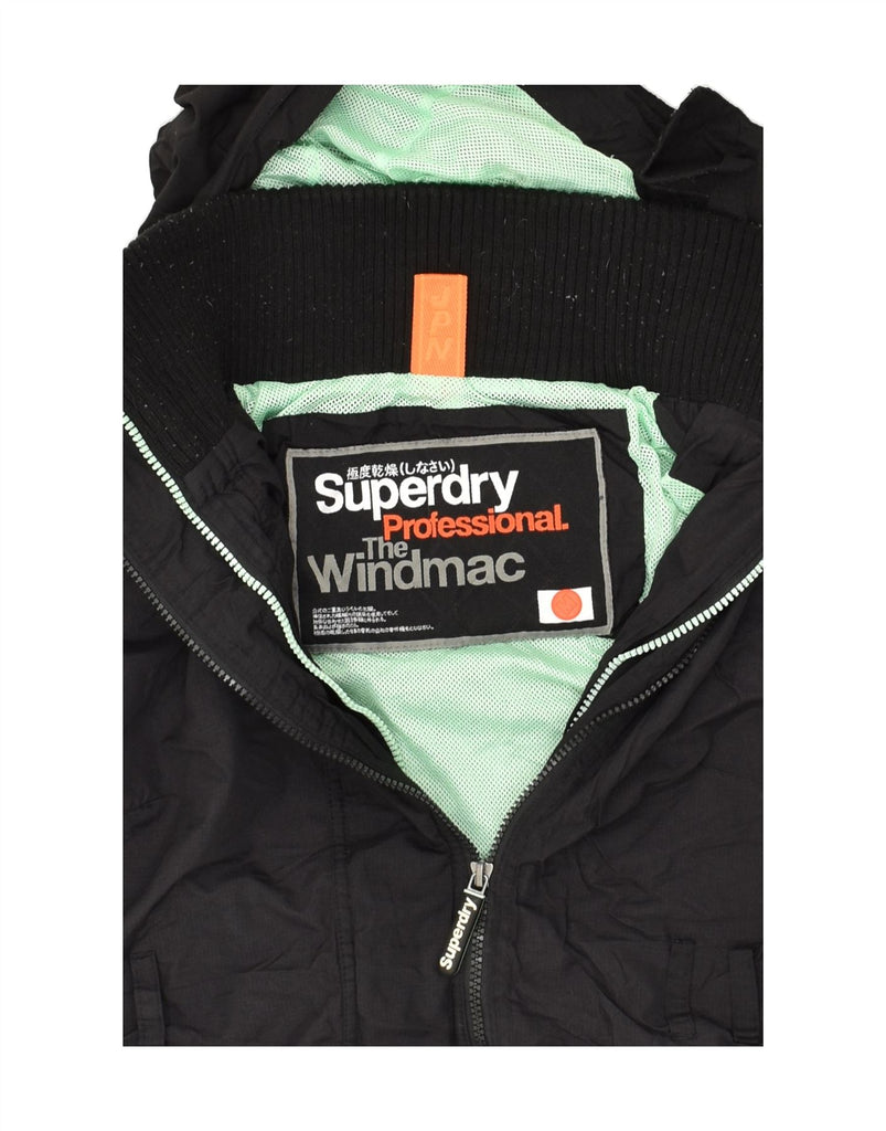 SUPERDRY Womens Windmac Hooded Windbreaker Jacket UK 12 Medium Black Nylon | Vintage Superdry | Thrift | Second-Hand Superdry | Used Clothing | Messina Hembry 