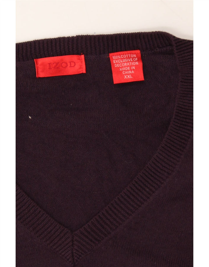 IZOD Mens V-Neck Jumper Sweater 2XL Burgundy Cotton Vintage Izod and Second-Hand Izod from Messina Hembry 