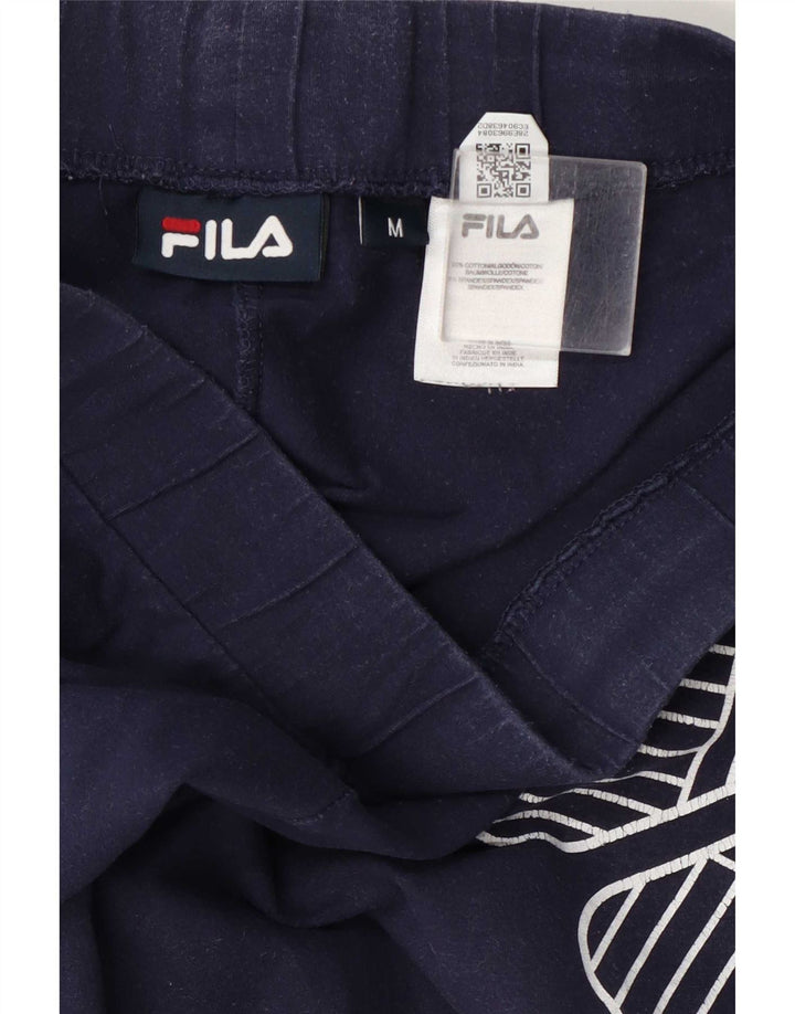Fila Womens Graphic Leggings UK 12 Medium Navy Blue Cotton