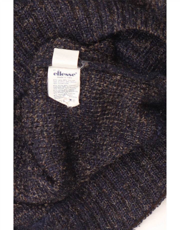 Ellesse Mens Boat Neck Jumper Sweater Medium Navy Blue Wool