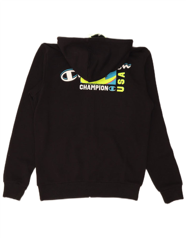 Champion Mens Graphic Zip Hoodie Sweater Small Black