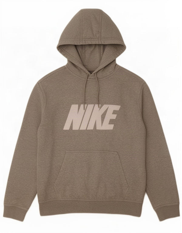 Nike Mens Graphic Hoodie Jumper Medium Grey Flecked Cotton